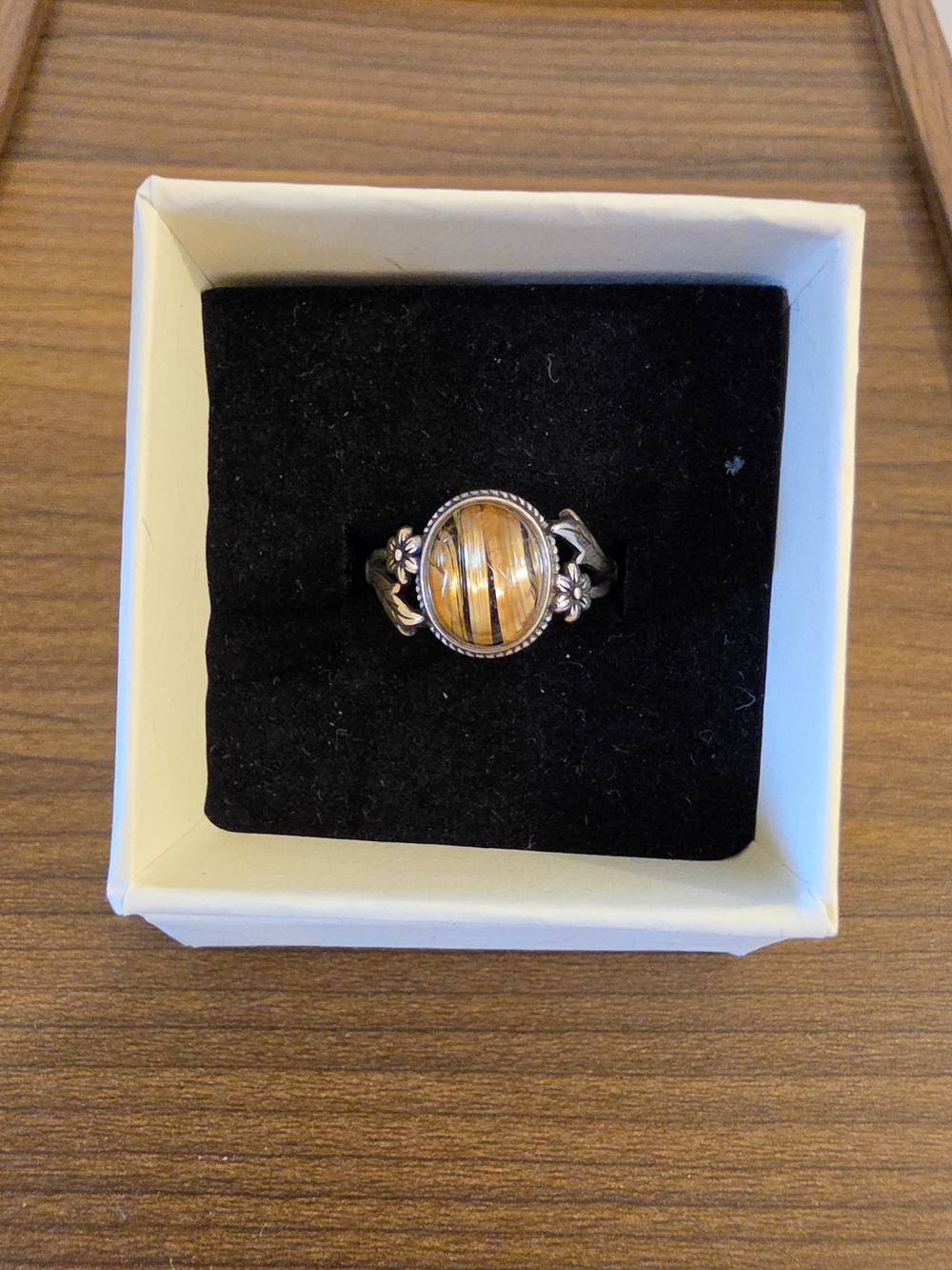 Golden Rutilated S925 Silver Ring